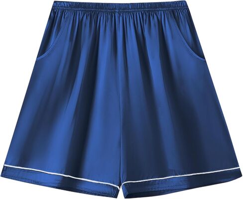 طقم بيجامات أطفال من Schbbbta من الساتان للفتيات بأزرار سفلية وأكمام قصيرة من الحرير أطقم ملابس نوم، كحلي، 13-14 سنة = علامة 170 in Kuwait