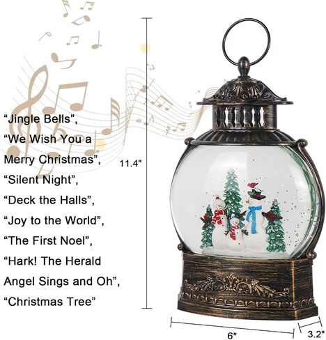 Eldnacele Snow Globe مضاءة زينة عيد الميلاد ثلج كلوز الغناء عيد الميلاد سنو غلوب فانوس مع بريق دوامة، هدايا عيد الميلاد والديكورات in Kuwait