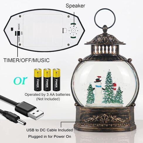 Eldnacele Snow Globe مضاءة زينة عيد الميلاد ثلج كلوز الغناء عيد الميلاد سنو غلوب فانوس مع بريق دوامة، هدايا عيد الميلاد والديكورات in Kuwait