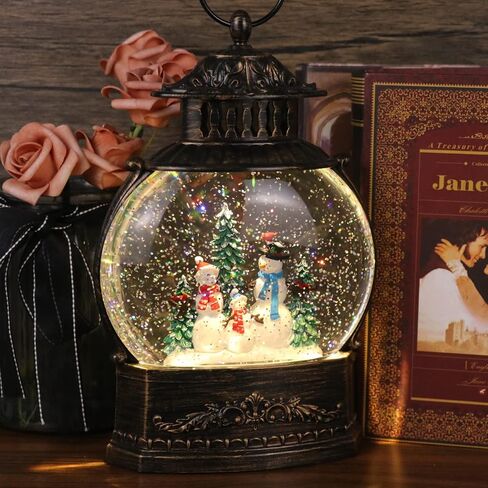 Eldnacele Snow Globe مضاءة زينة عيد الميلاد ثلج كلوز الغناء عيد الميلاد سنو غلوب فانوس مع بريق دوامة، هدايا عيد الميلاد والديكورات in Kuwait