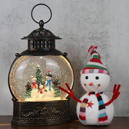 Eldnacele Snow Globe مضاءة زينة عيد الميلاد ثلج كلوز الغناء عيد الميلاد سنو غلوب فانوس مع بريق دوامة، هدايا عيد الميلاد والديكورات in Kuwait
