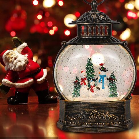 Eldnacele Snow Globe مضاءة زينة عيد الميلاد ثلج كلوز الغناء عيد الميلاد سنو غلوب فانوس مع بريق دوامة، هدايا عيد الميلاد والديكورات in Kuwait