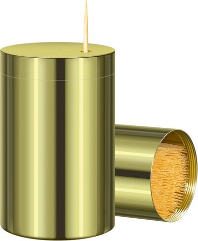 Urbanstrive Toothpick Holder Toothpicks 304 Stainless Steel Toothpick Dispenser with 400 Bamboo Toothpicks for Appetizers Craft, Party, Cocktail Picks, Cleaning Teeth, Gold in Saudi Arabia