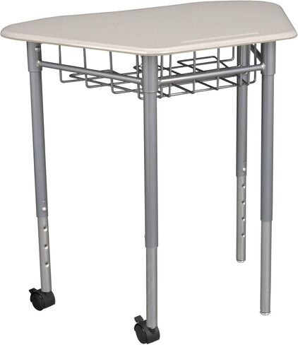 Learniture Hex Collaborative Desk with Wire Box, 31" W x 21" D, Gray, LNT-INM1033GSWBBW2CAS-SO (Pack of 2) in Saudi Arabia