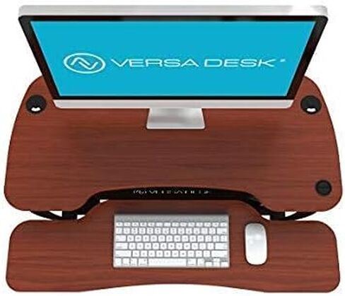 VERSADESK PowerPro 36 Inch Electric Standing Desk Converter, Height Adjustable Sit to Stand Up Desk Riser, Laptop and Dual Monitor Desktop Workstation with Wide Keyboard Tray and USB Port, Black in Kuwait