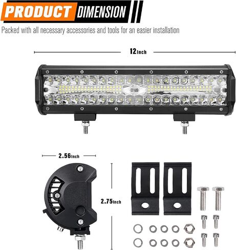 2PCS 7 Inch LED Light Bar for Truck, Boat, ATV,UTV, Marine, IP68, 24000LM LED Pods Spot & Flood Combo Beam, 12V Triple Row Light Bar Off Road Driving Led Work Lights in Saudi Arabia