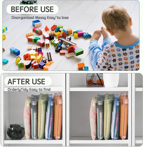 أكياس كبيرة بسحاب شبكي من PZRLit لتنظيم مقاس A4، 10 عبوات حقيبة تخزين جيب شفافة مزدوجة الطبقة مع مقبض لكتاب مكعبات بناء الألغاز، منظم لوحة ألعاب غرفة اللعب in Kuwait