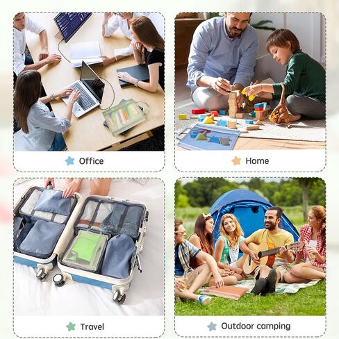 أكياس كبيرة بسحاب شبكي من PZRLit لتنظيم مقاس A4، 10 عبوات حقيبة تخزين جيب شفافة مزدوجة الطبقة مع مقبض لكتاب مكعبات بناء الألغاز، منظم لوحة ألعاب غرفة اللعب in Kuwait