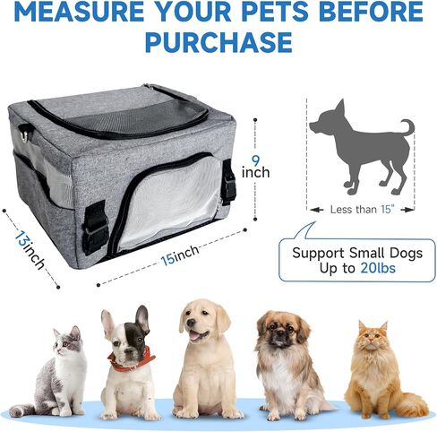 L&W BROS. Small Dog Car Seat for Small Dogs Under 20 Lbs Foldable Dog Booster Car Seat with Sturdy Metal Frame and Car Seat Belt Compatibility, Puppy Carrier Bag for Small Pets (Gray) in Saudi Arabia