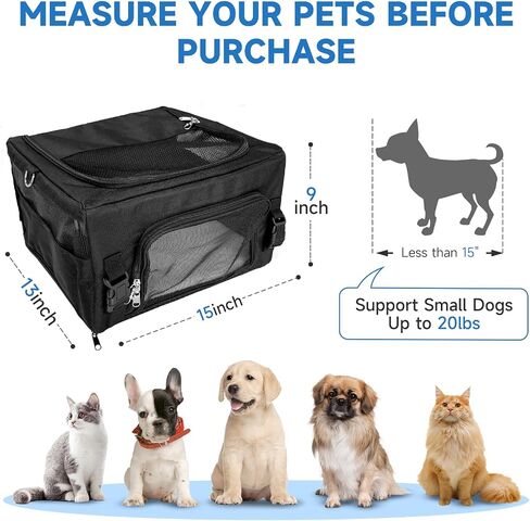L&W BROS. Small Dog Car Seat for Small Dogs Under 20 Lbs Foldable Dog Booster Car Seat with Sturdy Metal Frame and Car Seat Belt Compatibility, Puppy Carrier Bag for Small Pets (Gray) in Saudi Arabia