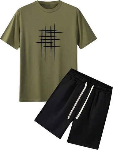 GORGLITTER Men's Graphic Short Sets 2 Piece Outfits Short Sleeve Tracksuits in Saudi Arabia