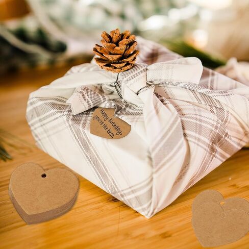 Potanro Valentine's Day Paper Tags 120 PCS Present Heart Tags Tags Party Favor Valentine's Day Paper Tags Gift Tags with String Attached for Wedding,Baby Shower,Bridal Shower (Brown) in Saudi Arabia
