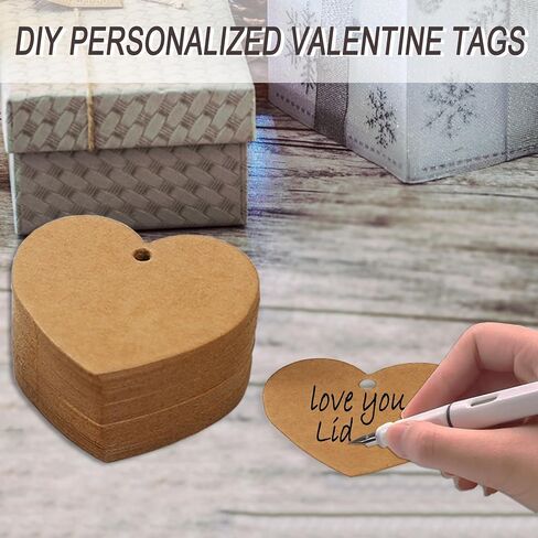 Potanro Valentine's Day Paper Tags 120 PCS Present Heart Tags Tags Party Favor Valentine's Day Paper Tags Gift Tags with String Attached for Wedding,Baby Shower,Bridal Shower (Brown) in Saudi Arabia