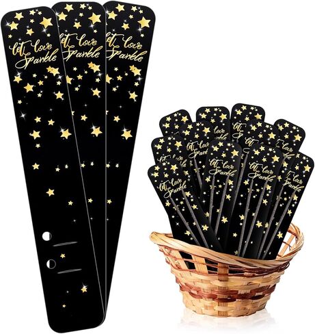 Sinload 100 قطعة من علامات بريق الزفاف، علامات إرسال الزفاف، دع الحب تتلألأ برقائق ذهبية على شكل نجوم وأكمام ورقية لحفلات الزفاف، والذكرى السنوية، والحفلات، وهدايا التخرج، وحدث الخطوبة، بدون سباركلر in Kuwait