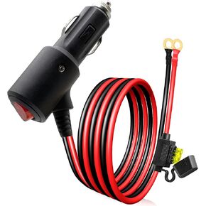 محول ولاعة السجائر ذكر إلى محطة حلقة البطارية 12AWG 2FT مع مفتاح تشغيل/إيقاف، قابس ولاعة سجائر ثقيل 12 فولت مع مصهر 15 أمبير، محول طاقة البطارية المباشر لجرار قارب السيارة والشاحنة RV in Kuwait