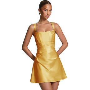 فساتين قصيرة من الساتان لحفلات العودة للوطن 2026 فستان حفلة موسيقية صغير على شكل حرف a للمراهقين بحزام سباغيتي رداء حفلات الكوكتيل in Kuwait