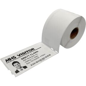 Threshold 4-Inch Visitor Badges on a Roll | 1 Roll (250 Badges) Compatible with Brother Direct Thermal Printers | Name Tag Stickers | Hospital, Office & Secretary Supplies | Visiting Badges in Saudi Arabia