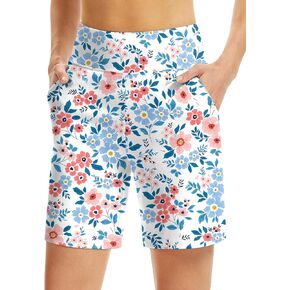 Blouty Women's 7" Bermuda Long Shorts with Pockets High Waisted Stretch Walking Shorts for Women Athletic Casual in Kuwait