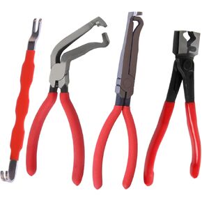 طقم كماشة قطع الكهرباء للسيارات، 4 قطع، أداة إزالة مشبك السيارة، فاصل موصل من الفولاذ عالي الكربون مع كماشة مستقيمة و60 درجة، كماشة مشبك خرطوم، أداة تحرير القابس الكهربائي للسيارة in Kuwait