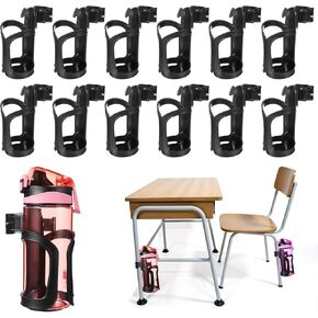 12 Pcs Adjustable Water Bottle Holder for Classroom Chair 360° Rotating Anti-Spill Cup Holders for Students, Tree Stand Cup Holder Clamp Design for Hunting Bike Stroller Walker Fishing in Saudi Arabia