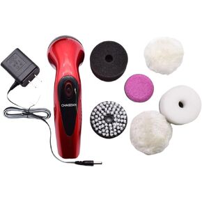 Automatic Electric Shoe Scrubber with 6 Brush Heads, Portable Shoe Polisher and Dust Cleaner, Lightweight Travel Shoe Brush 2.76x9.65 inch- Red in Kuwait