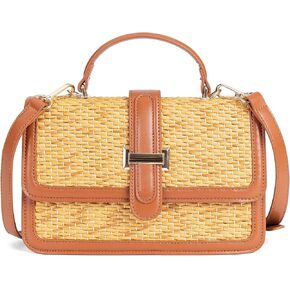 Boshiho المرأة حقيبة كتف كروسبودي القش المنسوجة على غرار الرافية محفظة الشاطئ مقبض علوي حقيبة يد لقضاء عطلة الصيف in Kuwait
