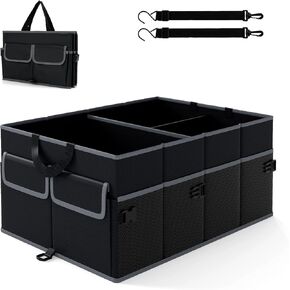 Goplus Collapsible Trunk Organizer with Cooler, 18 Gallon (68L) Foldable Car Storage Organizer with 6 Extenable Compartments, Removable Lid, Securing Straps, for SUV Van Sedan, 35.5" x 14" x 12" in Saudi Arabia