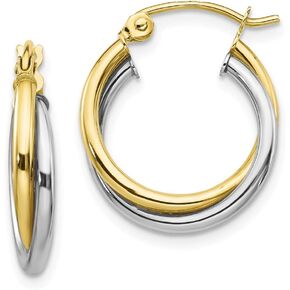 FJC Finejewelers 10k الذهب الأصفر والأبيض محكم تويست هوب أقراط in Saudi Arabia