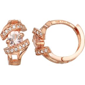 تيارا مورجانيت من الذهب الوردي عيار 10 قيراط وأقراط دائرية من الماس عيار 1.4 قيراط CTTW in Kuwait