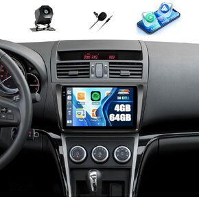 2G+64G for Mazda 6 2007-2012 Radio Android 13 Car Stereo with Wireless Apple Carplay Android Auto 9" Touch Screen Bluetooth Car Radio with GPS Navigation HiFi WiFi Backup Camera FM RDS Audio Receiver in Kuwait