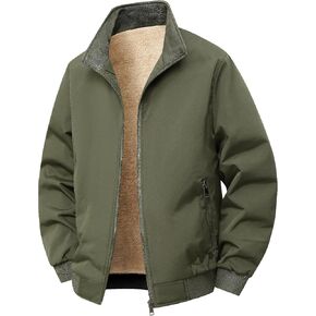 DAVID.ANN جاكيت رجالي بياقة واقفة مبطن بالصوف معطف شتوي دافئ بسحّاب للارتداء الخارجي in Kuwait