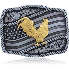 Vintage العلم الأمريكي حزام مشبك الرجال قبعات رعاة البقر الغربية راعية البقر روديو حزام الابازيم الذهبي الديك حزام الابازيم للرجال والنساء in Kuwait