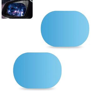 2 PCS Car Rear View Mirror Waterproof Film, 3.94" x 5.71" Rainwater Drainage HD Anti-glare Stickers, Oval Micro-nano Layer Anti-scratch Film, Universal for Most Cars (Transparent) in Kuwait