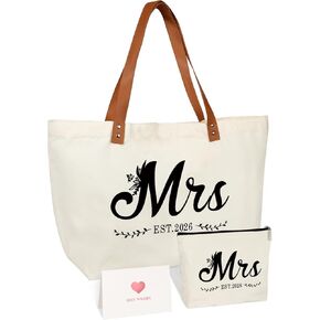 Bride Gifts Canvas Tote Bag, Wedding Gifts for Bridal Shower Bachelorette Party Engagement Honeymoon Beach Travel, Miss to Mrs, Bride to Be, Bridal Shower Decorations in Saudi Arabia