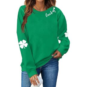 سويت شيرت نسائي لعيد القديس باتريك بلوفر لاكي كلوفر بلوزات أيرلندية قميص سانت باتريك شامروك بأكمام طويلة in Kuwait