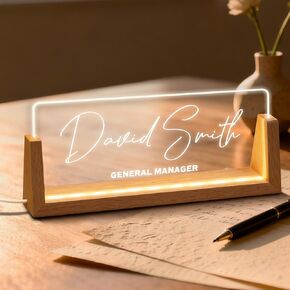 Custom Light-Up Acrylic Desk Name Plate – Personalized LED Office Name Sign for Boss, Coworker, Teacher, Employee Appreciation Gift for Women & Men, Modern Office Decor. in Saudi Arabia