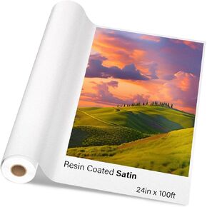 RCdepot1-1 × لفة ورق صور RC Satin Premium مقاس 24 بوصة × 100 قدم طباعة نفث الحبر بتنسيق واسع (ترقية جديدة، طبقة مطلية بالراتنج في الخلف، أكثر متانة ومقاومة للماء، لا يسهل الحصول على التجاعيد) سريع الجفاف in Kuwait