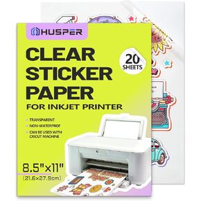 ورق لاصق شفاف للطابعة النافثة للحبر (20 ورقة) - شفاف لامع 8.5 × 11 - ورق لاصق من الفينيل قابل للطباعة in Kuwait