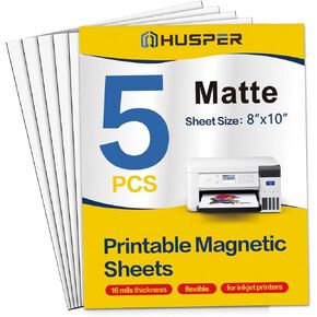 أوراق مغناطيسية قابلة للطباعة مقاس 8 × 10 بوصة ورقة مغناطيسية غير لامعة 5 قطع من الورق المغناطيسي غير اللاصق للطابعات النافثة للحبر، صور مغناطيسية مرنة للحرف اليدوية in Kuwait
