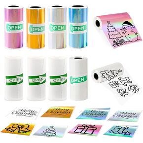 8 عبوات من لفافات ورق الطابعة الصغيرة - وردي مجسم/أزرق/فضي/ذهبي + 3 أبيض + 1 شفاف - ورق ملصقات حراري ذاتي اللصق للصور والحرف اليدوية والديكور (57 × 25 مم) in Kuwait