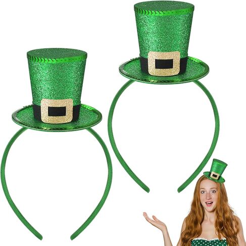 2 Pcs St. Patrick's Day Hat Headbands Green Mini Top Hat Hairbands Irish Costume Accessories for Men Women in Saudi Arabia