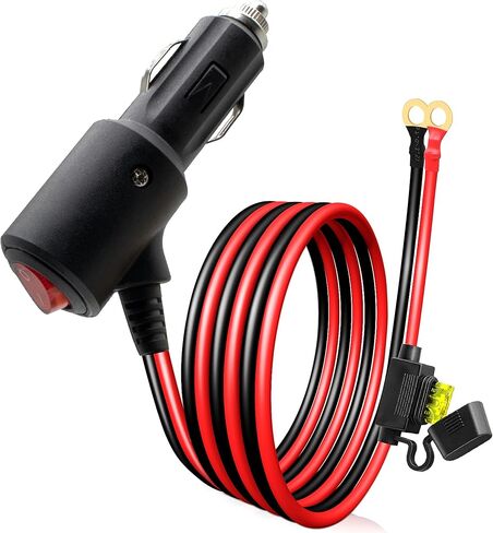محول ولاعة السجائر ذكر إلى محطة حلقة البطارية 12AWG 2FT مع مفتاح تشغيل/إيقاف، قابس ولاعة سجائر ثقيل 12 فولت مع مصهر 15 أمبير، محول طاقة البطارية المباشر لجرار قارب السيارة والشاحنة RV in Kuwait
