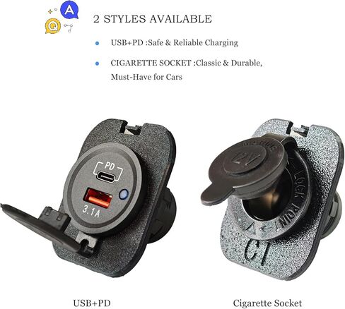 طقم مقبس سجائر 12 فولت لـ Ford Maverick Flexbed (2022+)، طقم شاحن USB 12 فولت لاستبدال محول Ford Maverick Flexbed E-DIY بالأسلاك (مقبس سجائر) in Kuwait