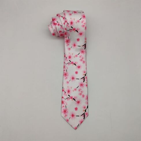 ربطات عنق طويلة مضحكة للرجال من Giinly Cherry Blossom Flowers للرجال كبيرة وطويلة، ربطة عنق مقاس 61 بوصة Xl in Kuwait