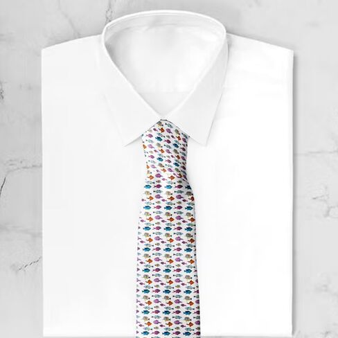 Novelty Necktie for Men (Aquarium Colorful Fish Pattern) Fun Conversational Silky Tie, Neck Tie for Party, Events, Unique and Original in Saudi Arabia