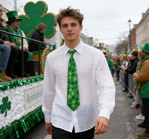 St. Patrick's Day Ties for Men Woman Shamrock Novelty Neck Ties Lucky Lrish Green Party Holiday Gentleman Neckties in Saudi Arabia