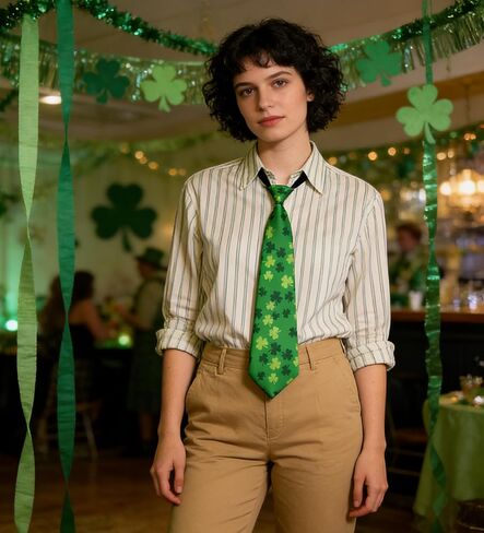 St. Patrick's Day Ties for Men Woman Shamrock Novelty Neck Ties Lucky Lrish Green Party Holiday Gentleman Neckties in Saudi Arabia