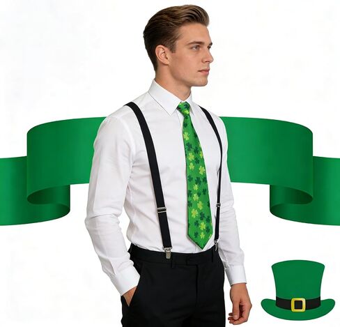 St. Patrick's Day Ties for Men Woman Shamrock Novelty Neck Ties Lucky Lrish Green Party Holiday Gentleman Neckties in Saudi Arabia