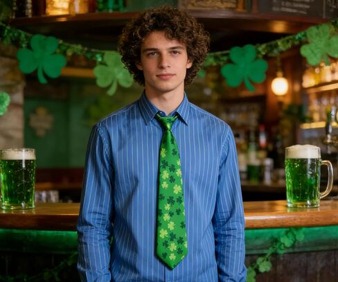 St. Patrick's Day Ties for Men Woman Shamrock Novelty Neck Ties Lucky Lrish Green Party Holiday Gentleman Neckties in Saudi Arabia