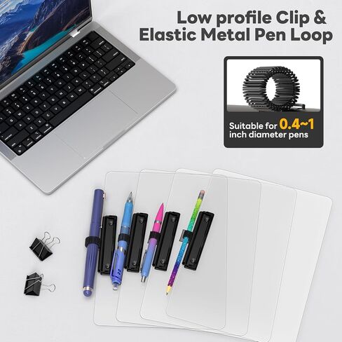 Horizontal Clipboard with Pen Holder, Clear 8.5 x 11 Plastic Clip Boards for Classroom, Teacher, Size 9 x 12.5 in, Landscape Layout, School & Office Supply(Pack of 2) in Saudi Arabia